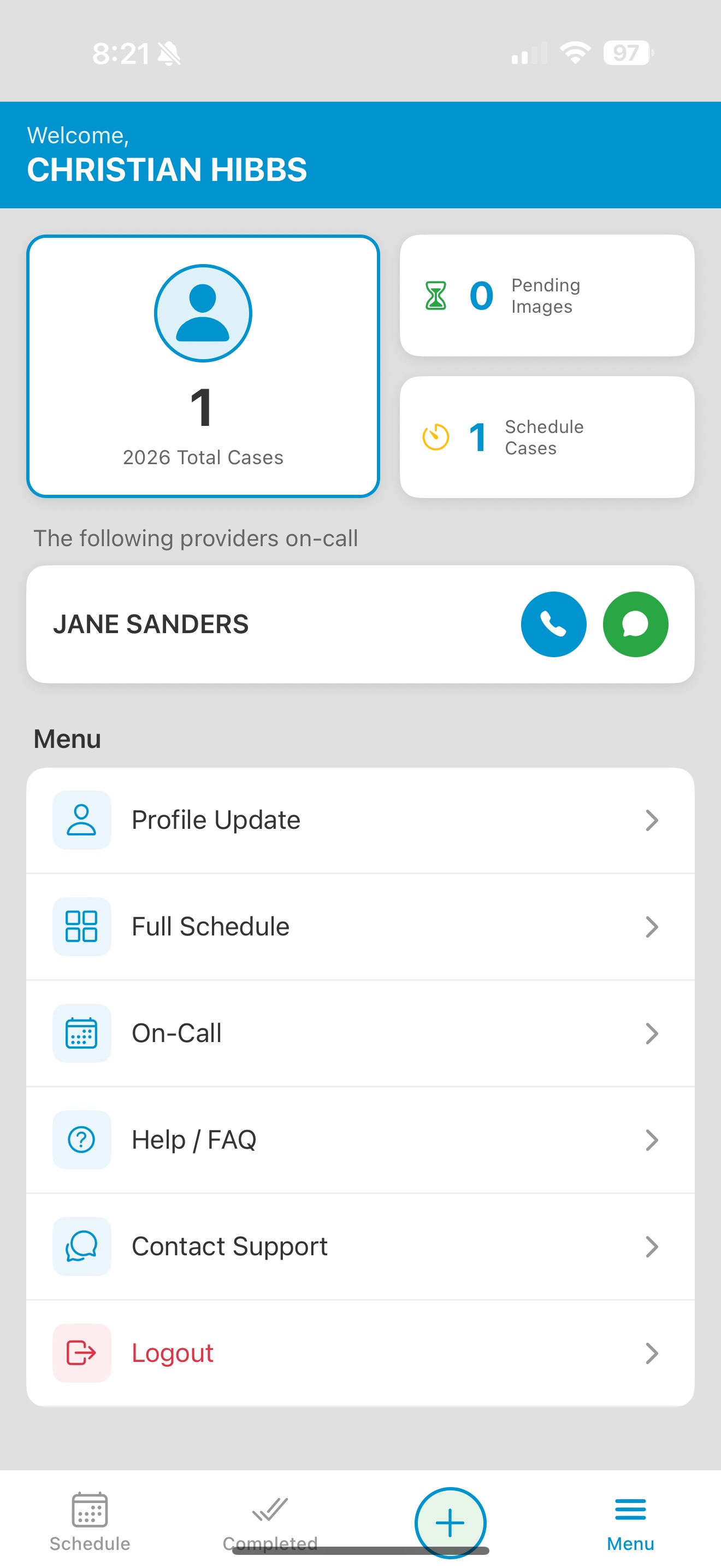 Vertex Medical Solutions iOS and Android mobile app for anesthesia scheduling, case management, document capture, and push notifications