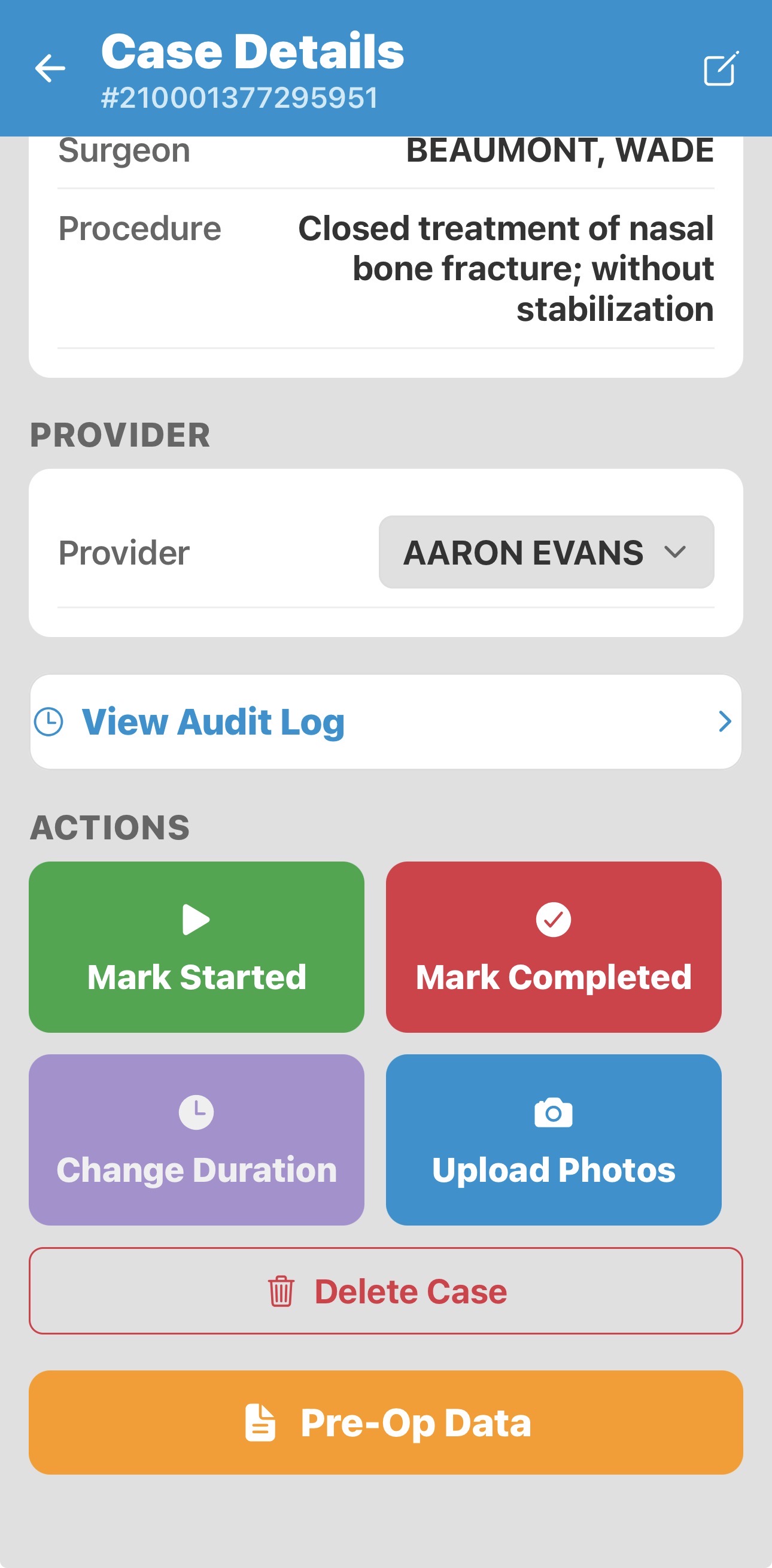 Case Details - Actions